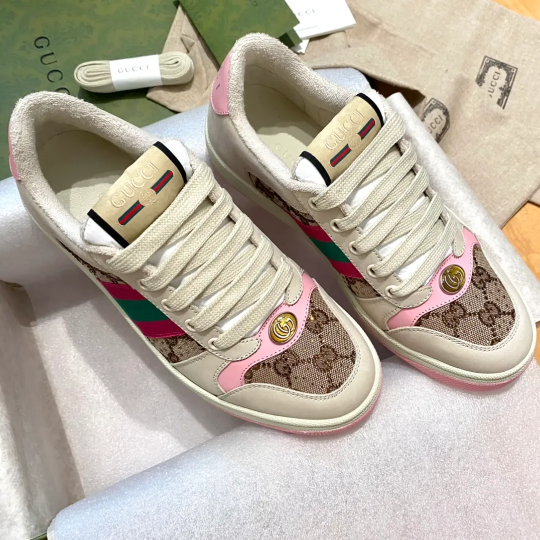 👟👟Ex-factory price 480👟👟 Gucci dirty shoes, the latest rhinestone style in early spring 2023! Super fragrant ~ simple and high-end color matching, bulingbuling can't refuse! New style, not old style! Size: Female 34-40
